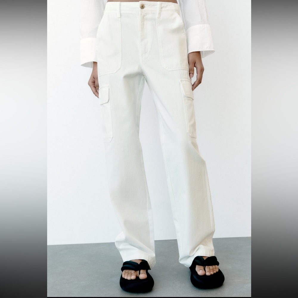 Zara-white cargo pants size 6